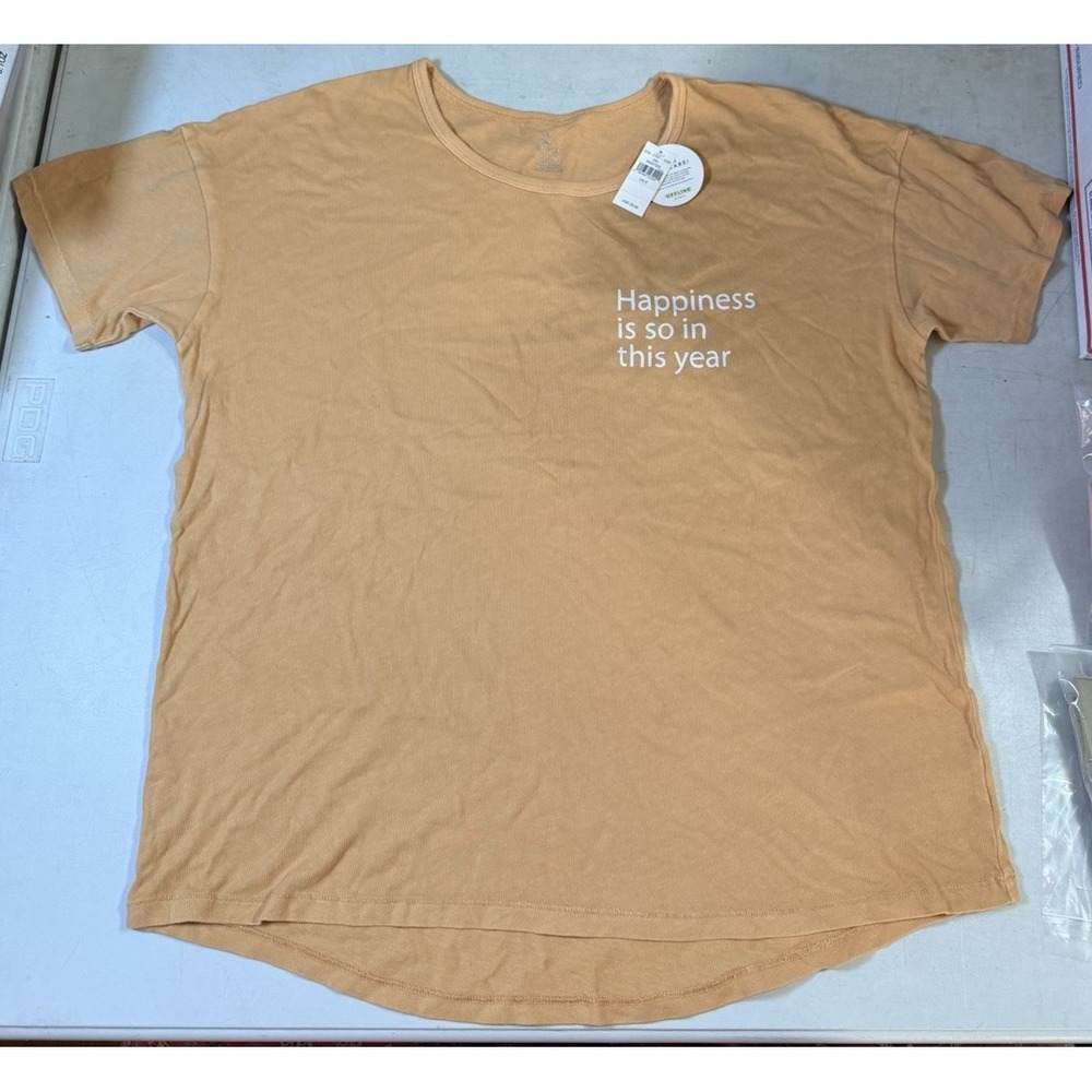 G-0192-OFFLINE by Aerie T-Shirt Womens S Peach Tan Happiness Graphic NWT
